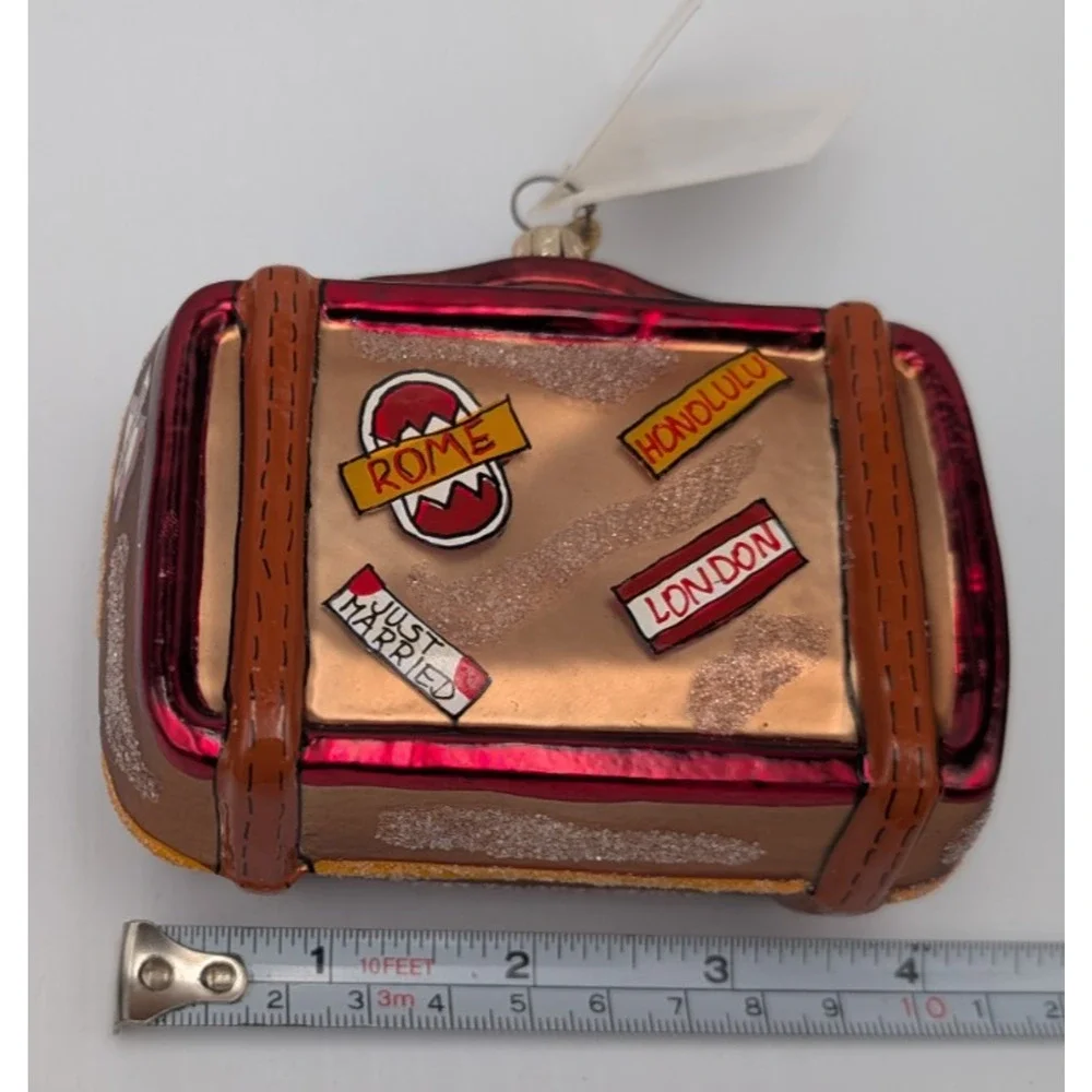 Christopher Radko Bon Voyage Suitcase Christmas Ornament with Tag & Box